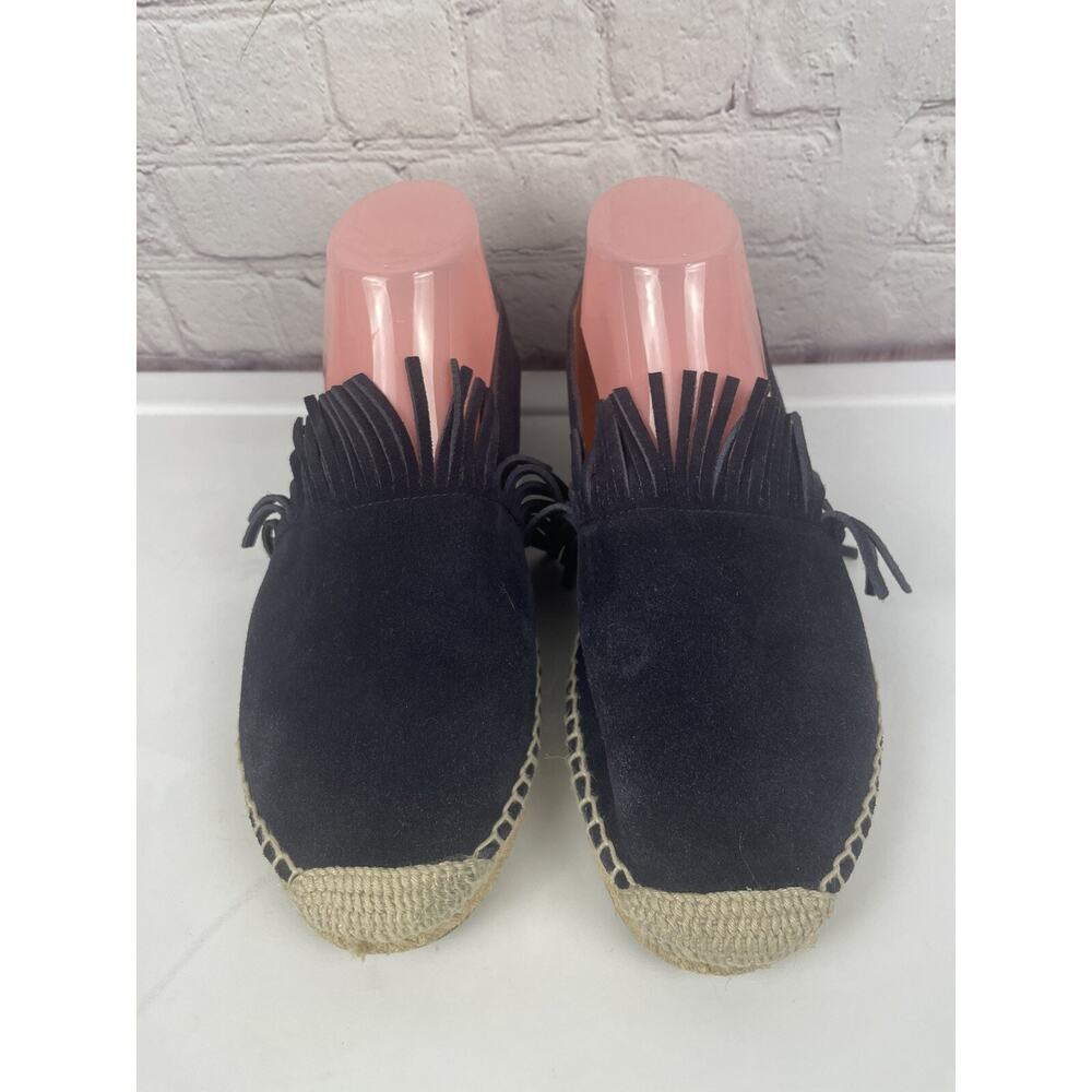 Chloe Womens Suede Fringe Trim Platform Espadrilles Black Size 8.5 US 39EU - Picture 3 of 12